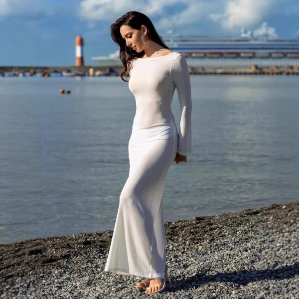 Backless slim fit dress sexy and lightweight see through swimsuit hooded skirt