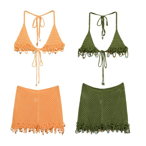 Women's Clothing Summer Vacation Style Set Hand-knitted Sexy Korean Slim Swimsuit - Image 3