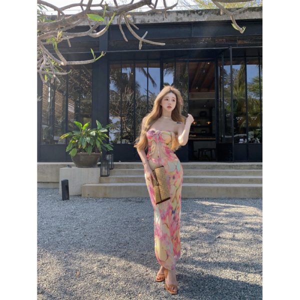 Real Photo Colorful Butterfly Fairy Long Skirt Spicy Wrap Bikini Internet Celebrity Beach Vacation Hot Spring Swimsuit Two-Piece Set - Image 3