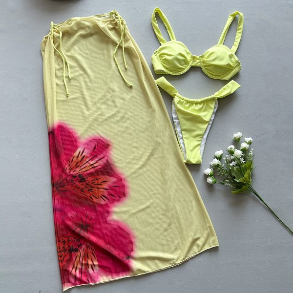 Three-Piece Bikini Set Sexy  Style Printed Separate Women's Swimsuit - Image 3