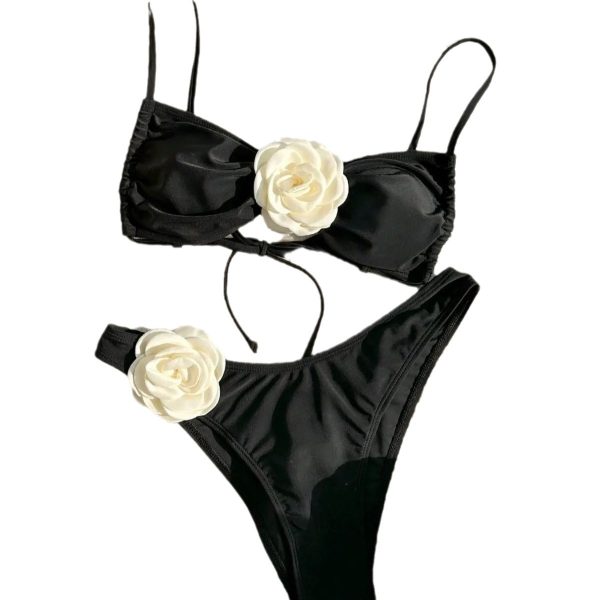 Floral Tie Strapless Sexy Bikini Two-Piece Swimsuit for Women