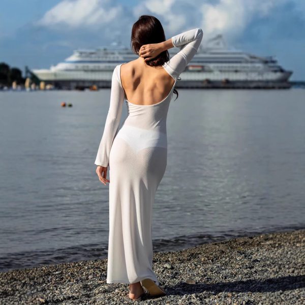 Backless slim fit dress sexy and lightweight see through swimsuit hooded skirt - Image 2