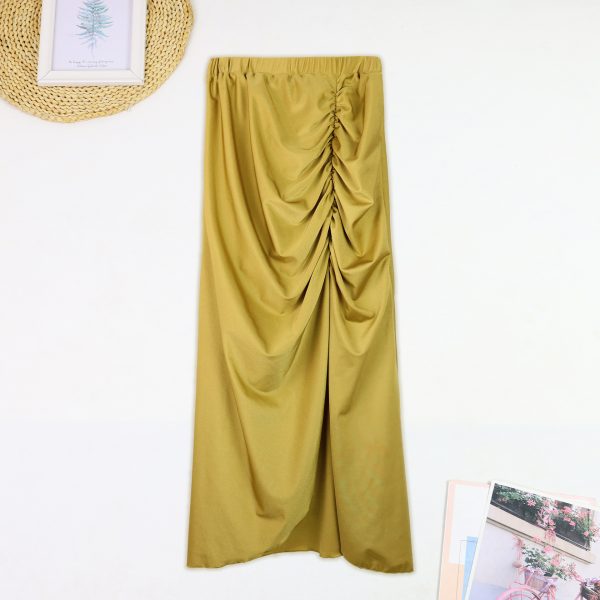 Yellow Plus Size Bikini Women's Swimsuit Slit Wrap Skirt Three-Piece Set - Image 6