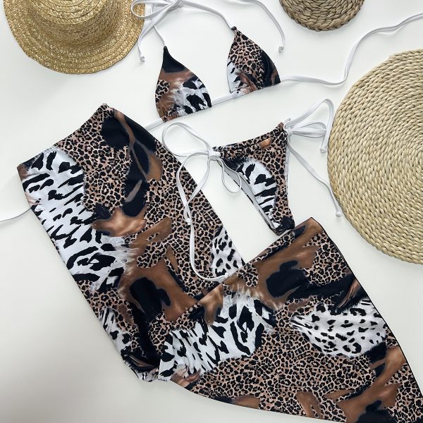 Three-Piece Bikini Set Leopard Print Sexy Women's Swimsuit - Image 4