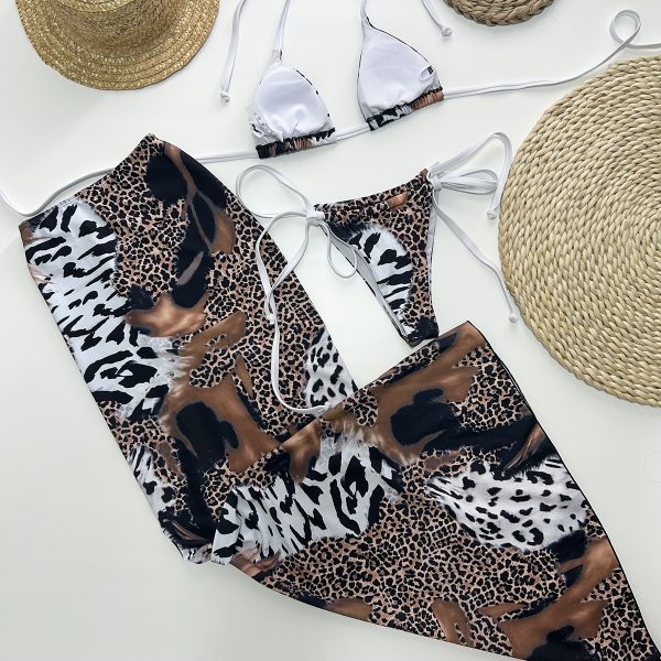 Three-Piece Bikini Set Leopard Print Sexy Women's Swimsuit - Image 5
